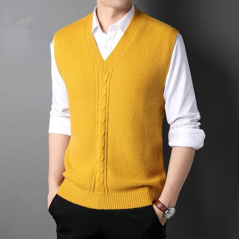 2022 Men Sweater Vest Male Plus Size Cotton Knit Solid Sleeveless Waistcoat Man Pullover Top Autumn Spring Slim Sweaters C31